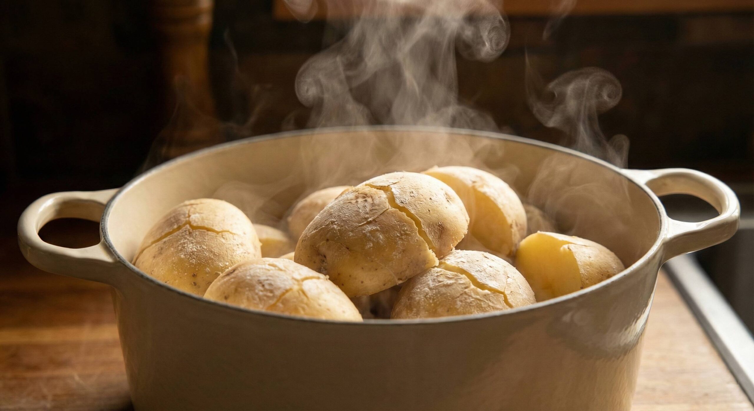 Draining and drying potatoes for fluffy mashed potatoes
