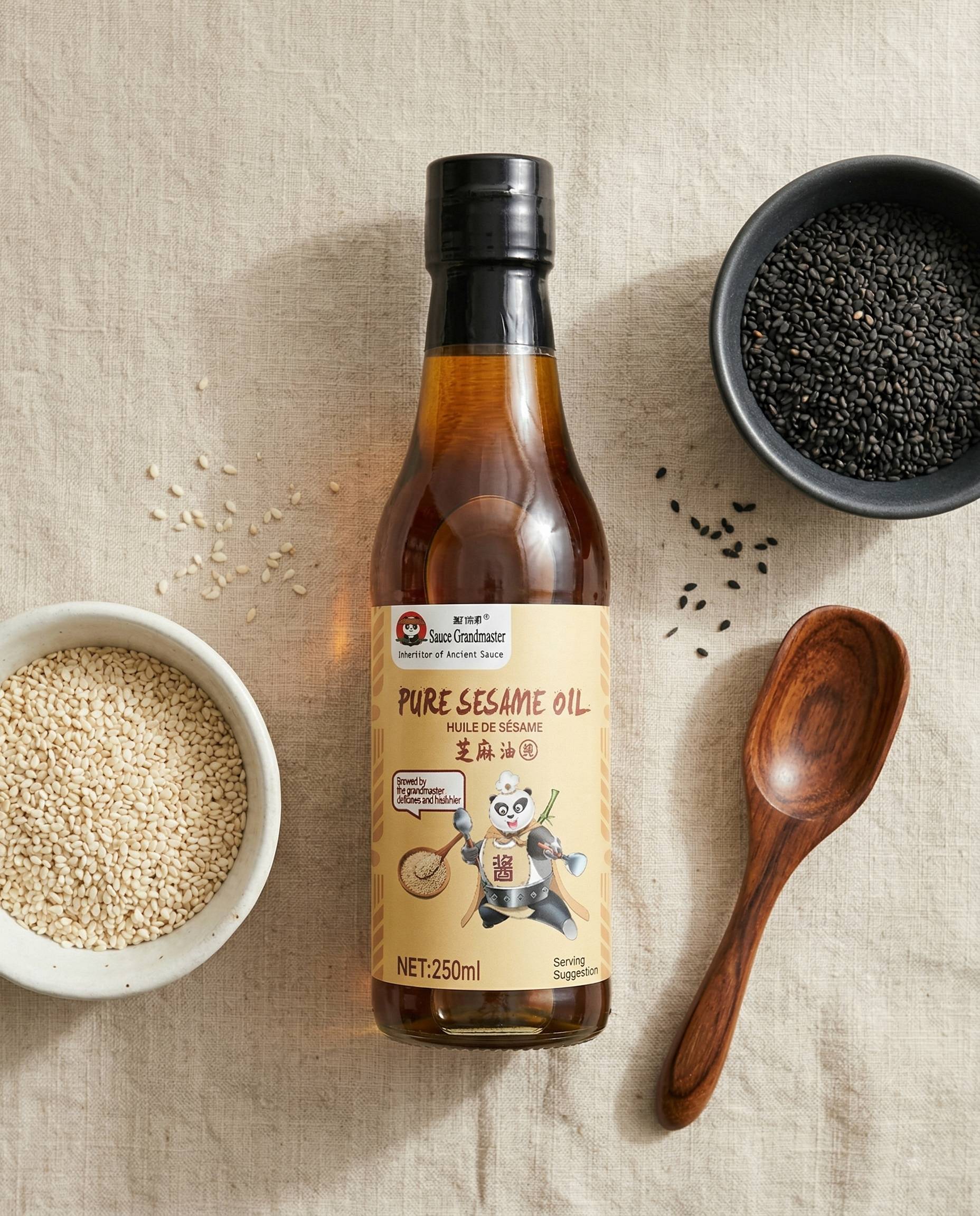Pure sesame oil with sesame seeds for cooking and daily use