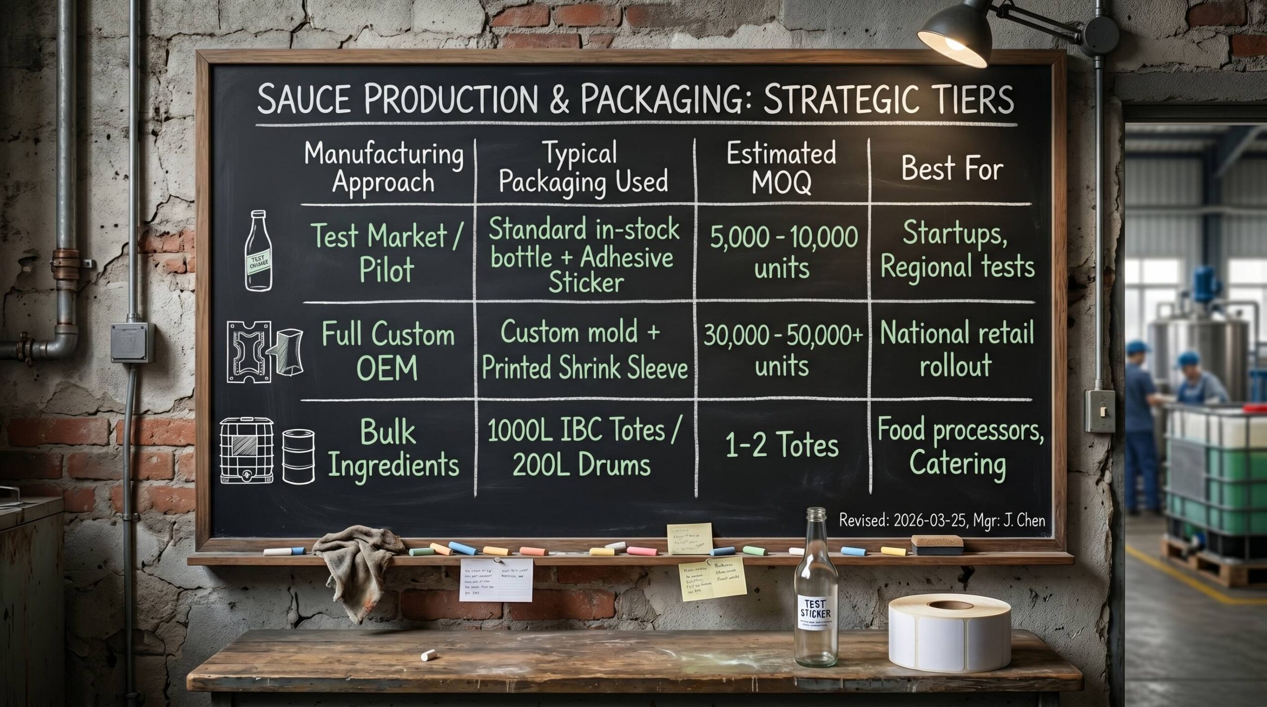 SAUCE PRODUCTION & PACKAGING STRATEGIC TIERS